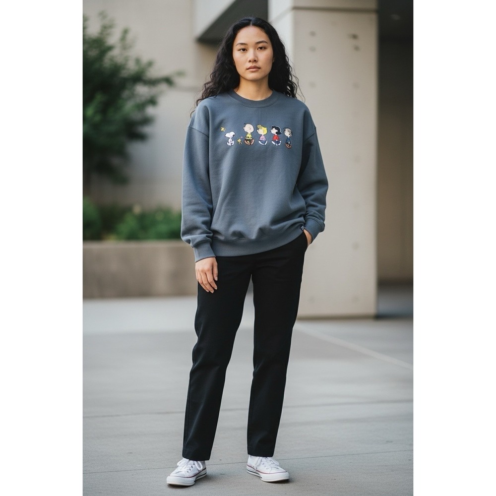 Peanuts RSQ Snoopy Charlie Brown Crewneck Sweatshirt‎ Gray Women's Medium M